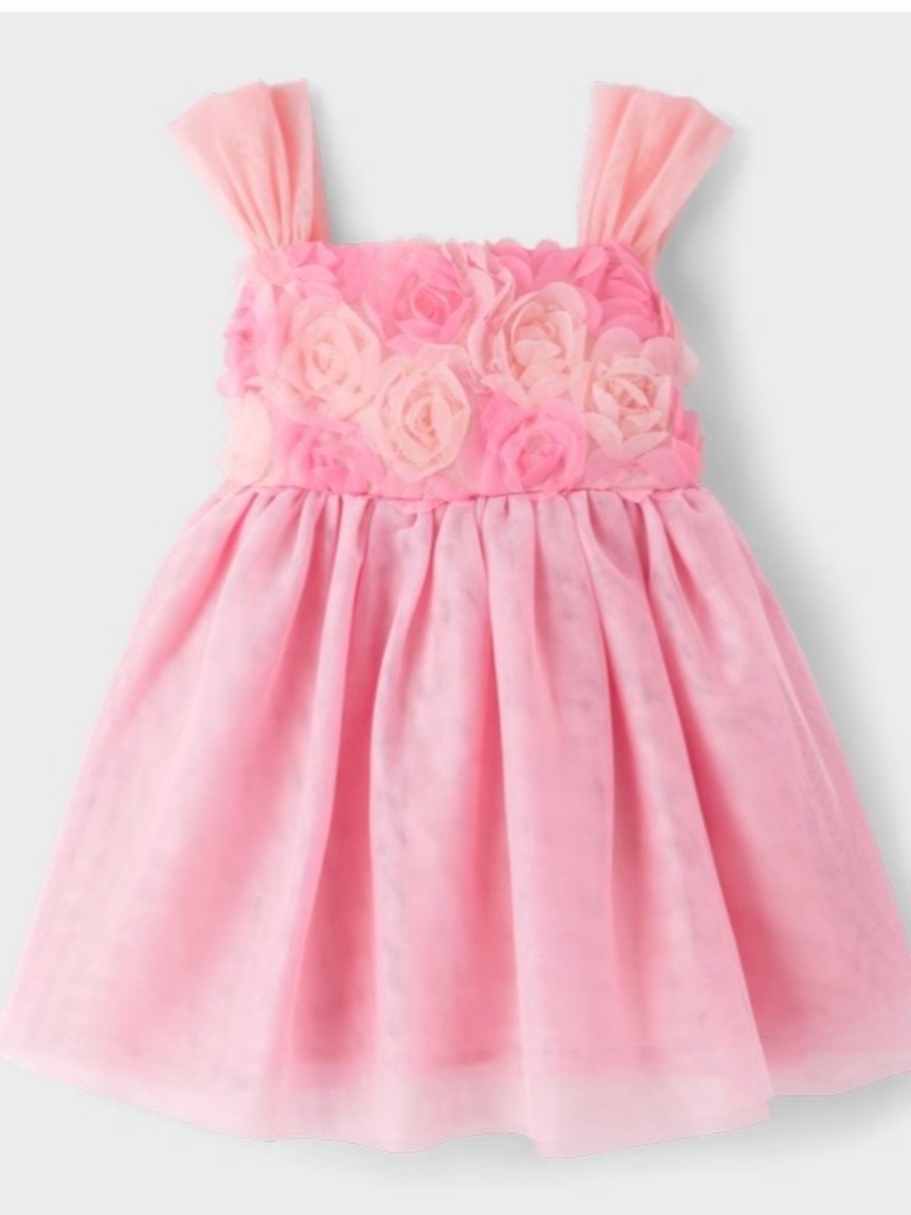 Pink Floral Tulle Party Dress